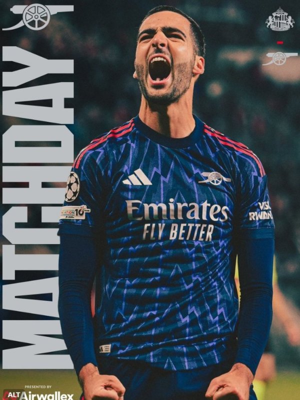 前四对决，阿森纳官推晒本轮英超对桑德兰海报，梅里诺单东谈主出镜